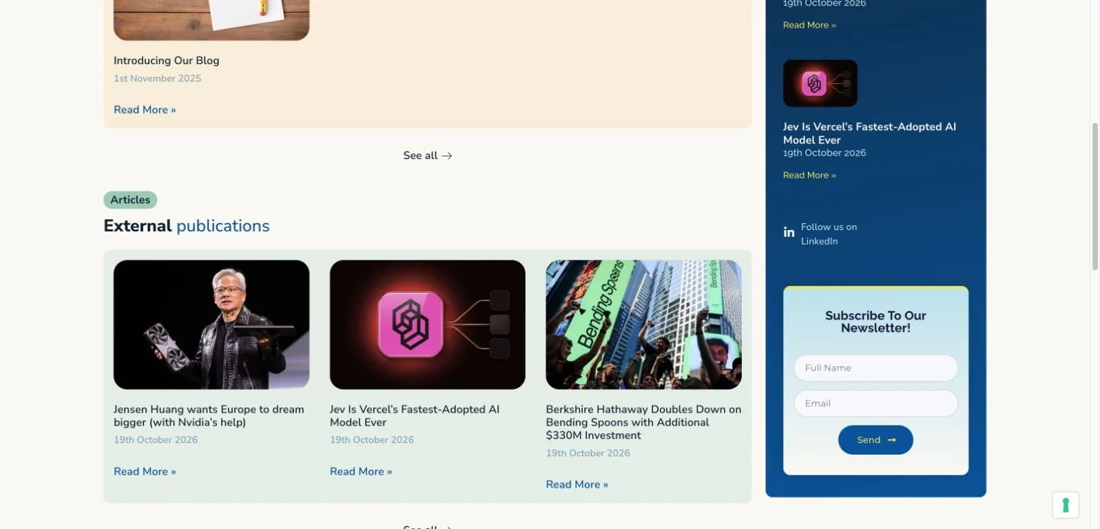 Nuova area editoriale con Blog, Articles e Insights
