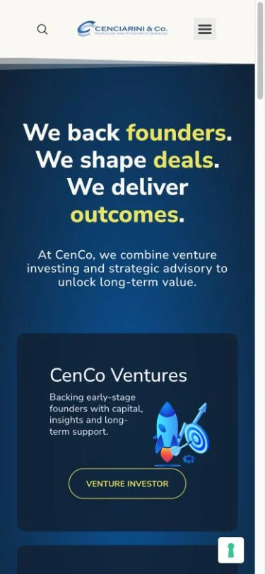 Homepage Cenciarini nella versione smartphone