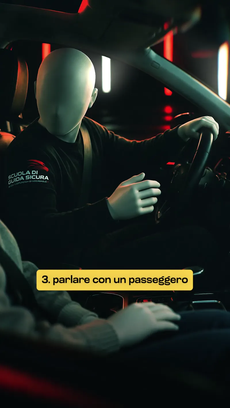 Fotogramma di ricostruzione CGI utilizzato nel reel sulla distrazione alla guida