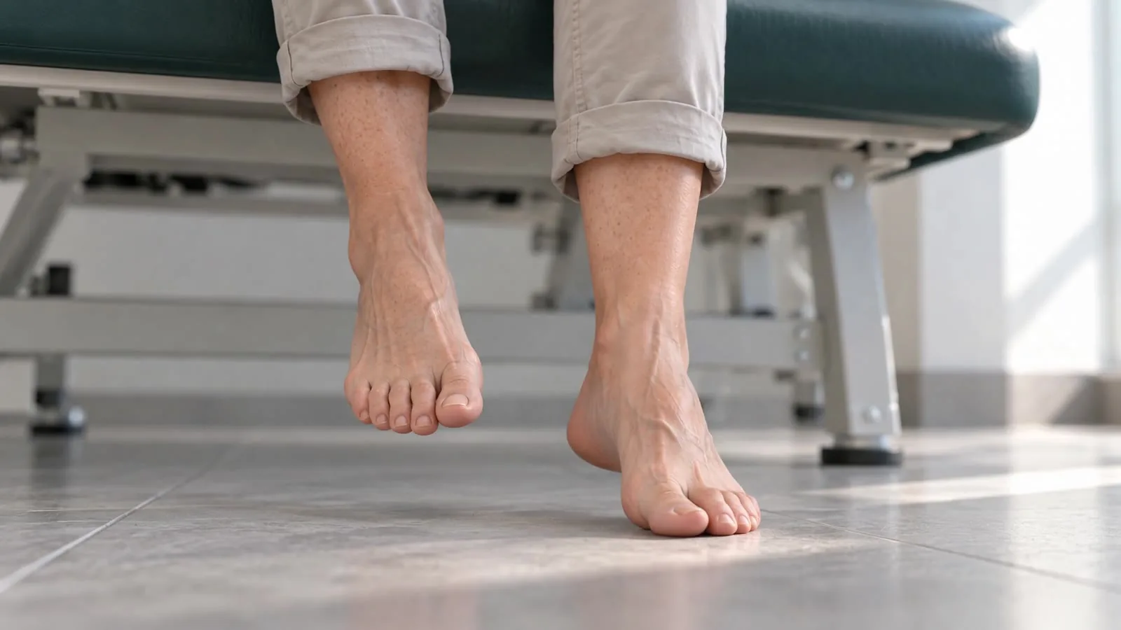Scena AI: dettaglio dei piedi accanto al lettino