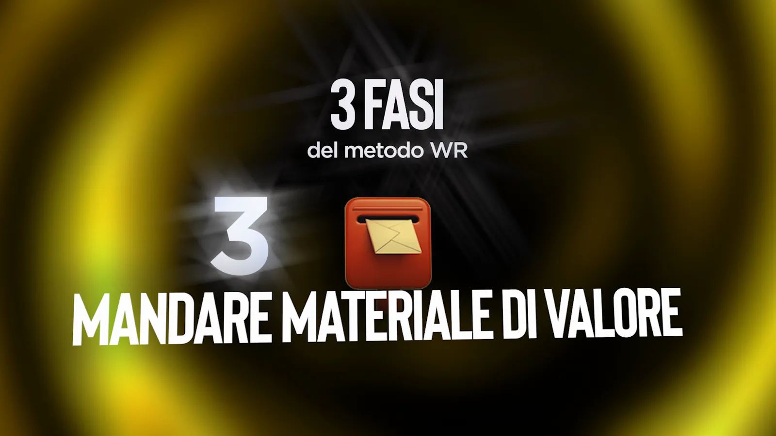 Motion graphic della terza fase del metodo Wedding Revolution: mandare materiale di valore